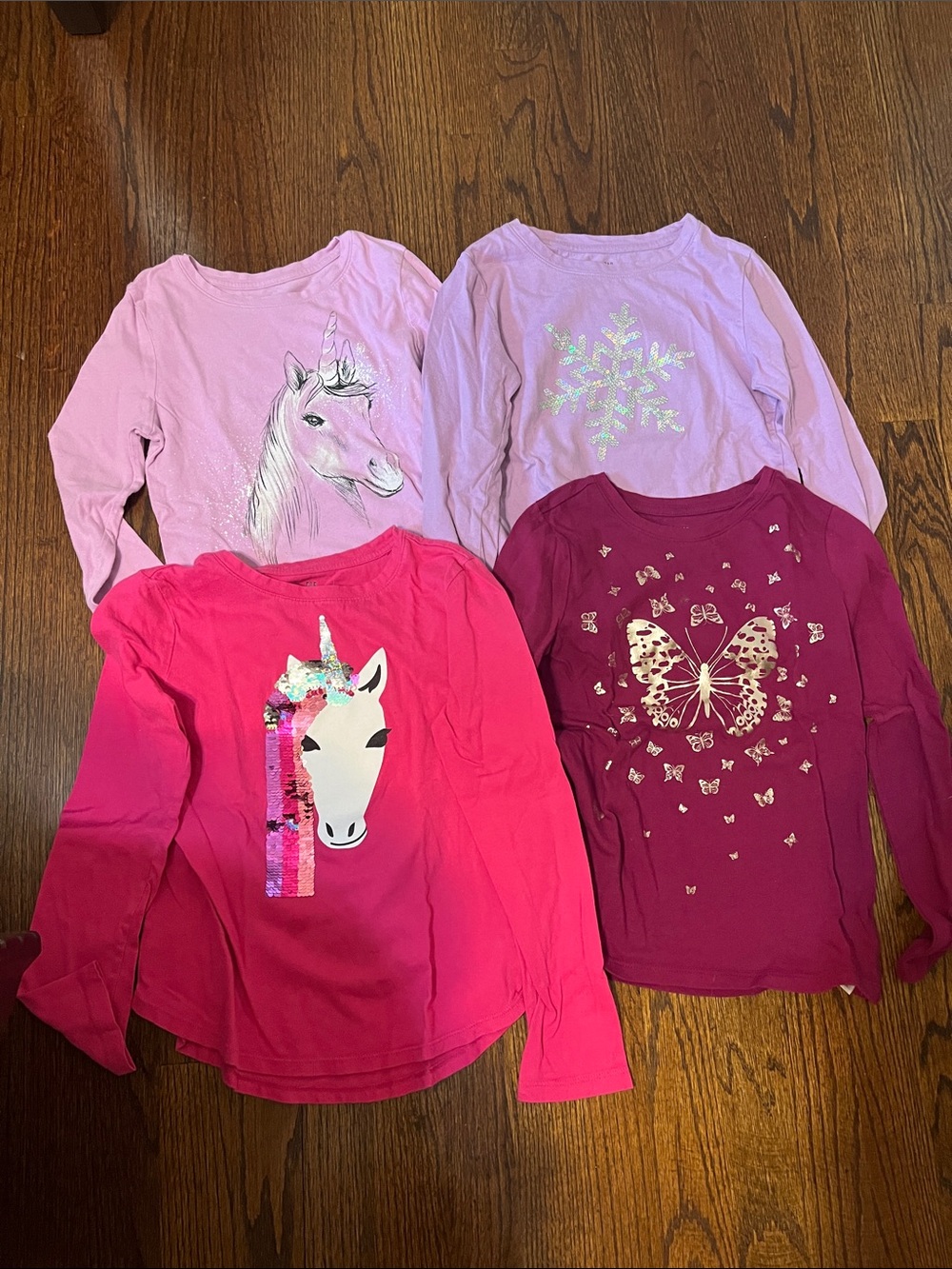 Girls' GAPLong Sleeve Unicorn & Butterfly Graphic Tee - Pink Shades